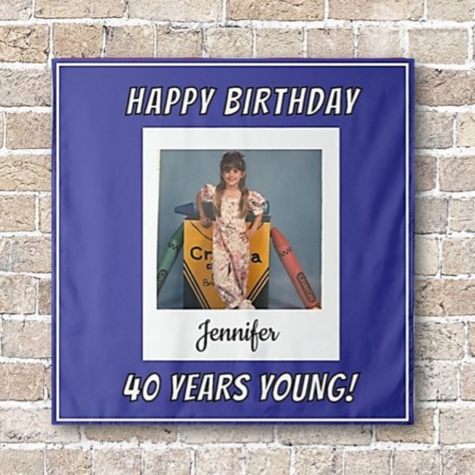 Tenture Forever Young Vintage Photo Anniversaire