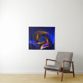 Tenture Forme de tourbillon Abstrait Bleu orange (En situation (horizontale))