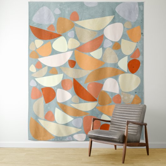 Tenture Formes Abstraites orange (En situation)