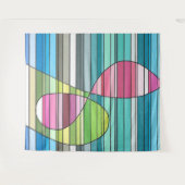Tenture Formes Abstraites rayées roses et vertes (Devant (Horizontal))