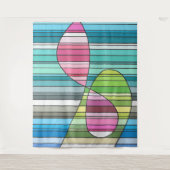 Tenture Formes Abstraites rayées roses et vertes (Devant)