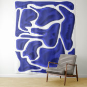 Tenture Formes fluides bleues abstraites – Art moderne 3D (En situation)
