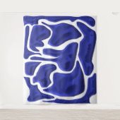 Tenture Formes fluides bleues abstraites – Art moderne 3D (Devant)