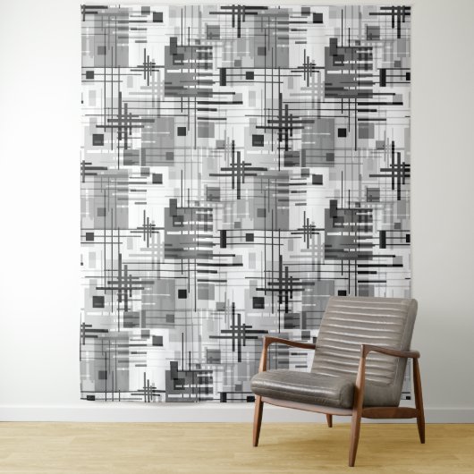 Tenture formes géométriques modernes Abstraites rayées (En situation)