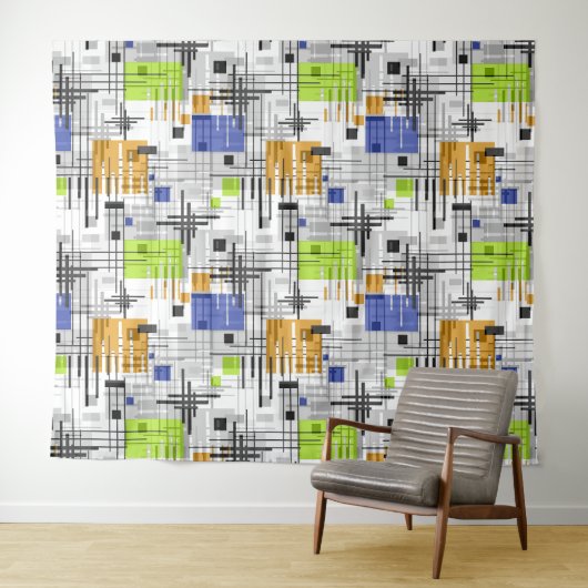 Tenture formes géométriques modernes Abstraites rayées (En situation (horizontale))