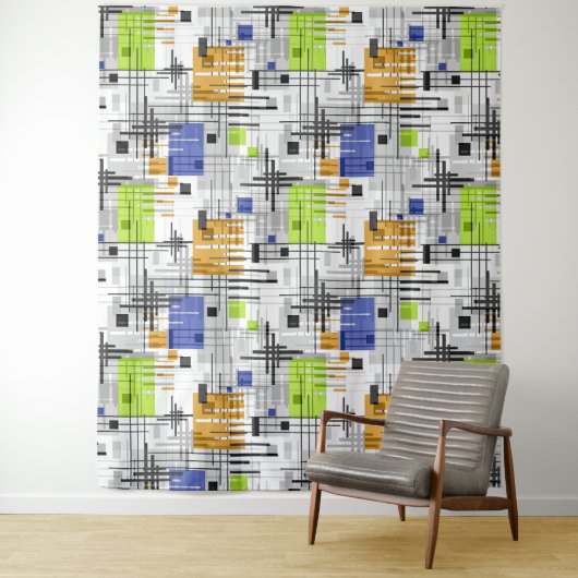 Tenture formes géométriques modernes Abstraites rayées (En situation)