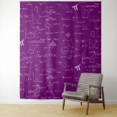 Tenture Formules et équations mathématiques blanches viole (En situation)