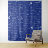 Tenture Formules et équations mathématiques bleu royal (En situation)