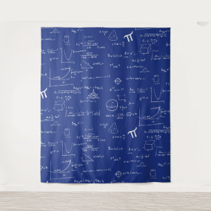 Tenture Formules et équations mathématiques bleu royal