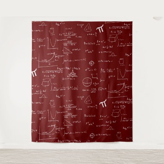 Tenture Formules et équations mathématiques Marron et Blan (Devant)