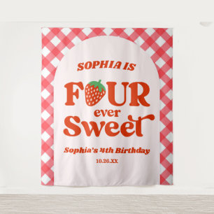 Tenture Four Ever Sweet Strawberry 4e fête d'anniversaire
