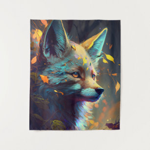Tenture Fox Animal Portrait Peinture Dark Caractère Spirit