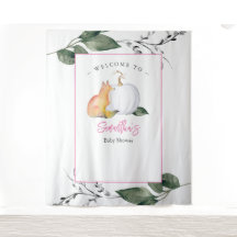 Fox Citrouille Baby shower Arrière-plan Verdure