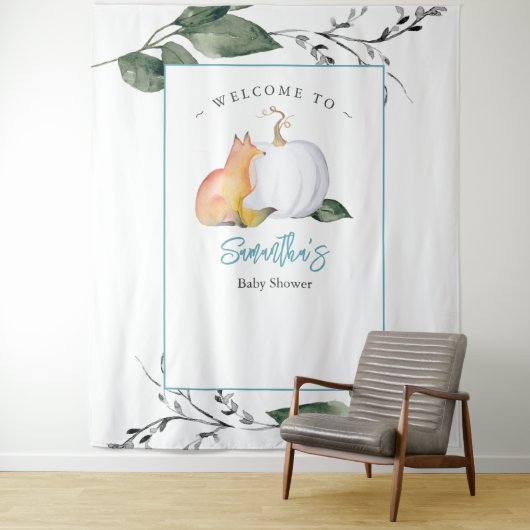 Tenture Fox Citrouille Baby shower Backdrops Garçon (En situation)