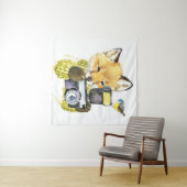 Tenture Fox mignon d'aquarelle prenant des photos (En situation (horizontale))