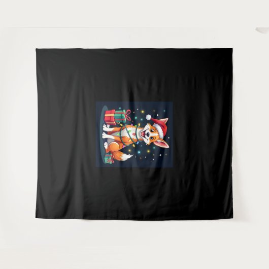 Tenture Fox Terrier Xmas Éclairage Père Noël Fox Terrier C (Devant (Horizontal))