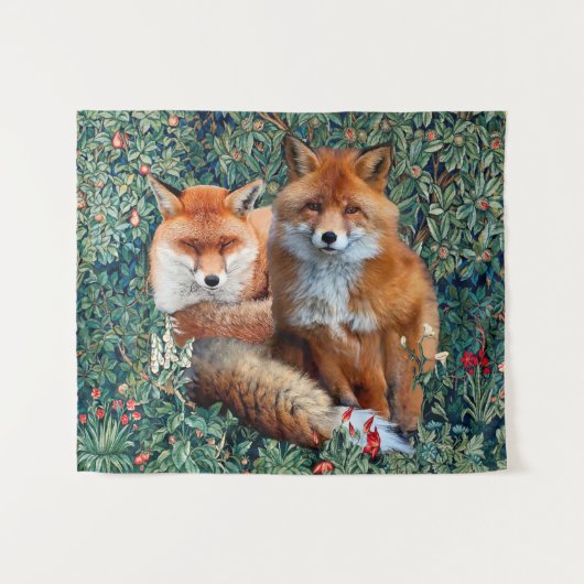 TENTURE FOXES ROUGES PARMI LA VERDURE, LE FOLIAGE ET LES F (Devant (Horizontal))