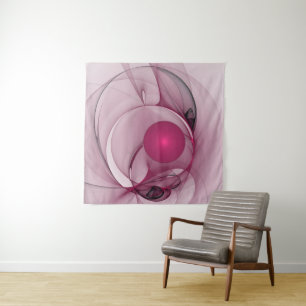 Tenture Fractal, moderne Berry Abstrait Art rose