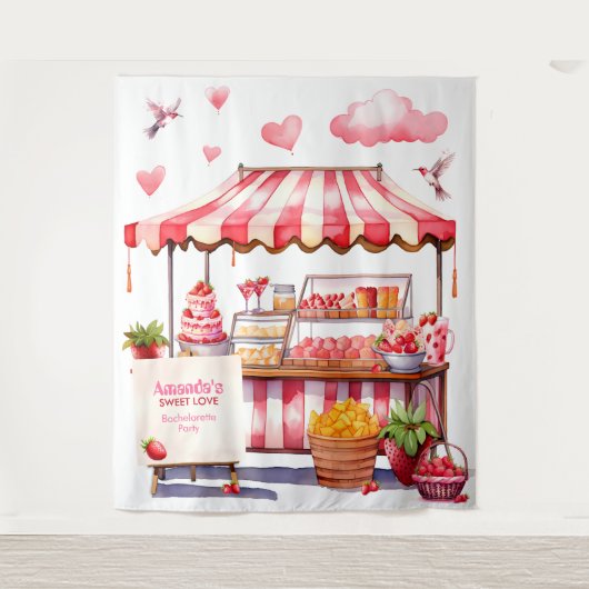 Tenture Fraise stand Party Contexte Photobooooooth (Devant)