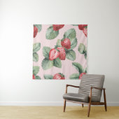Tenture Fraises mûres d'été : Aquarelle rose (En situation)
