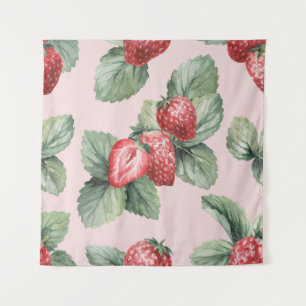 Tenture Fraises mûres d'été : Aquarelle rose