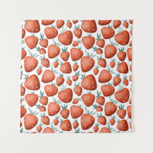 Tenture Fraises rouges Arrière - plan blanc sans joint