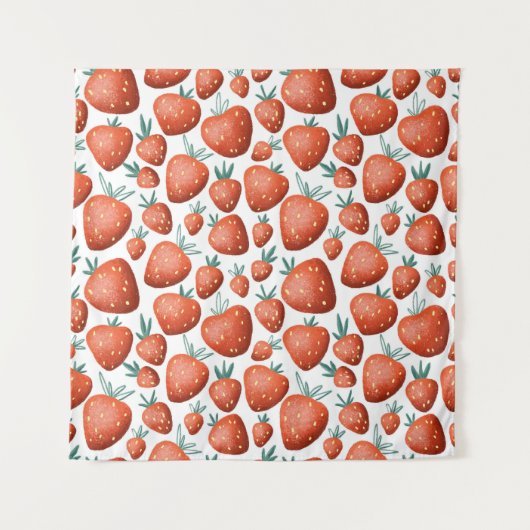 Tenture Fraises rouges Arrière - plan blanc sans joint (Devant)