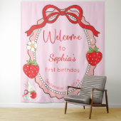 Tenture Frame rose fraise de lapin Anniversaire (En situation)