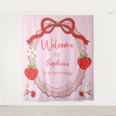 Tenture Frame rose fraise de lapin Anniversaire (Devant)