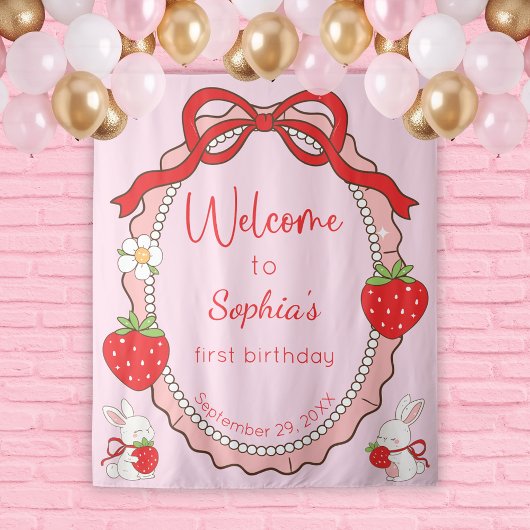 Tenture Frame rose fraise de lapin Anniversaire