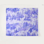 Tenture Français Bleu Blanc Toile Chinoiserie Style Rustiq (Devant (Horizontal))