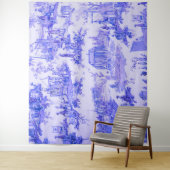 Tenture Français Bleu Blanc Toile Chinoiserie Style Rustiq (En situation)