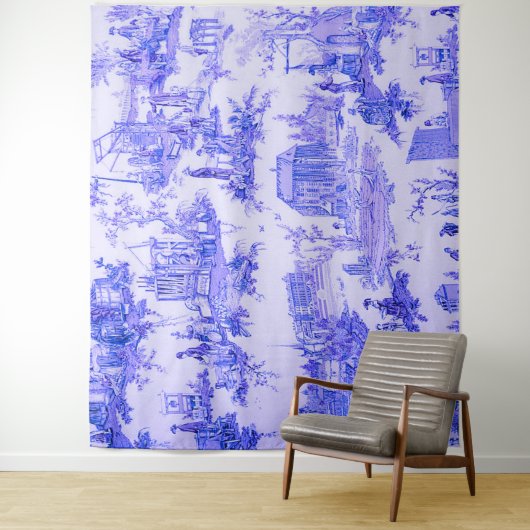 Tenture Français Bleu Blanc Toile Chinoiserie Style Rustiq (En situation)