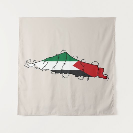 Tenture Free Palestine Barbared Wire Map Liberté palestini (Devant (Horizontal))