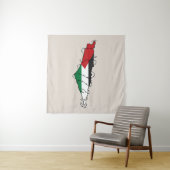 Tenture Free Palestine Barbared Wire Map Liberté palestini (En situation)