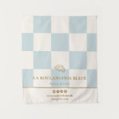 Tenture French Blue Checkers Croissant Bakery Table Runner (Devant)