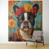 Tenture French Bulldog comme Frida Kahlo (En situation)