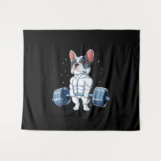 Tenture French Bulldog Poids Funny Deadlift Gym (Devant (Horizontal))
