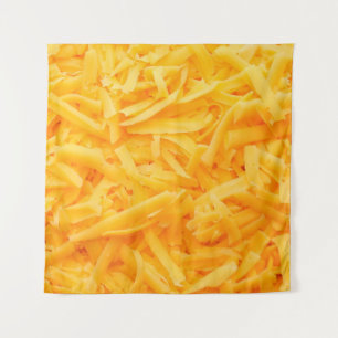 Tenture fromage cheddar râpé vue du haut