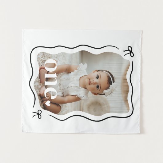 Tenture Frontière ondulée avec noeud 1er Anniversaire (Devant (Horizontal))