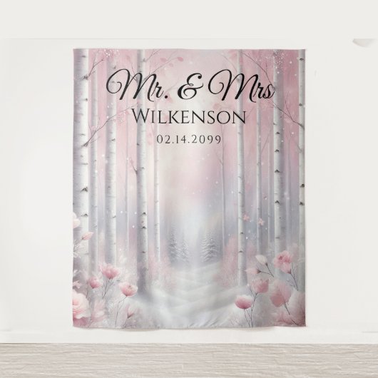 Tenture Frosted Petals in a Winter Woodland Wedding  (Devant)