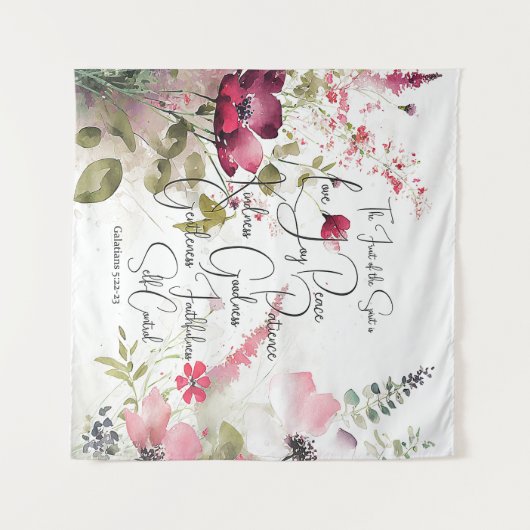 Tenture Fruit de l'Esprit rose floral (Devant (Horizontal))