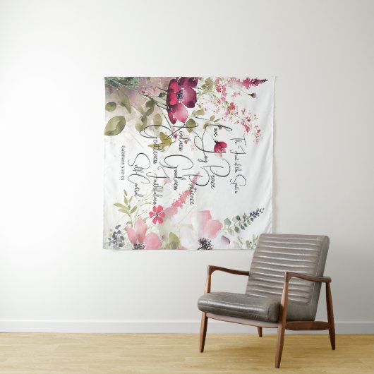 Tenture Fruit de l'Esprit rose floral (En situation (horizontale))