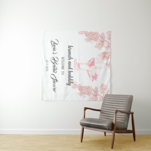 Tenture Fruit de raisin Champagne Fête des mariées rétro B (En situation (horizontale))