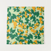 Tenture Fruit orange : motif vintage vert. (Devant (Horizontal))