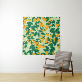 Tenture Fruit orange : motif vintage vert. (En situation)