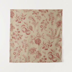 Tenture Fruits, baies et fleurs. Motif transparent à l'aut