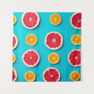 Tenture Fruits colorés motif d'orange frais et de raisin