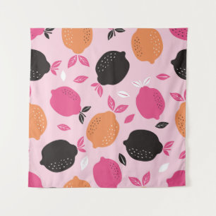 Tenture Fruits d'agrumes, motif textile vintage.
