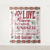 Tenture Fruits de Noël de l'Esprit Monogramme vert rouge (Devant)